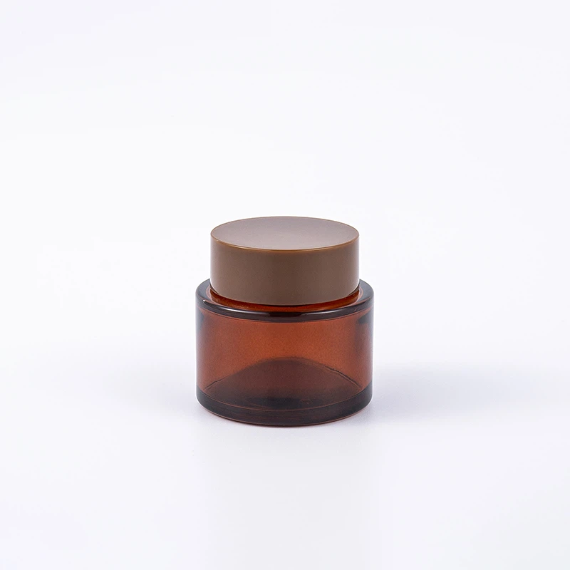 Янтарная стеклянная косметическая банка